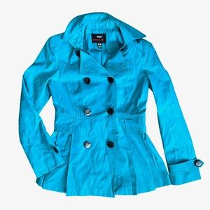 Miss Sixty Bright Turquoise Double-Breasted Trench Jacket